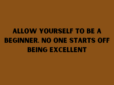 Allow yourself to be a beginner. No one starts off being excellent(3)